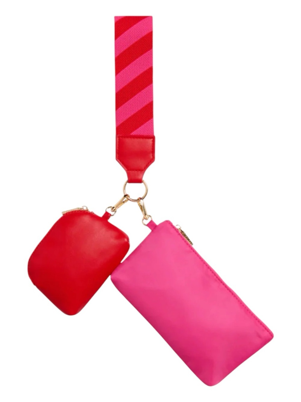 Shiraleah PINK and RED Double Pouch Wristlet Strap - NEW